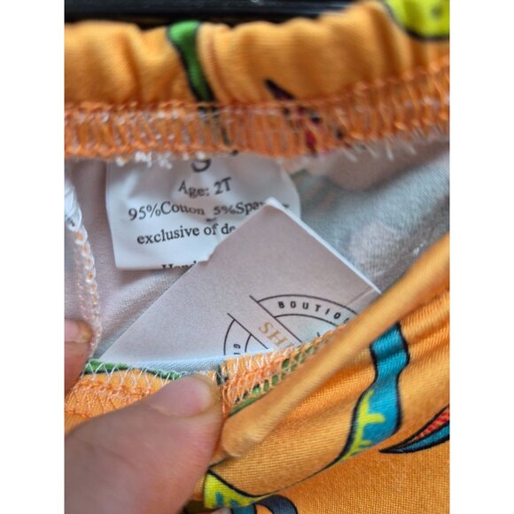 Toddler Dinosaur Print Leggings 2T 95% Cotton & 5% Spandex Elastic Waist - Picture 3 of 3